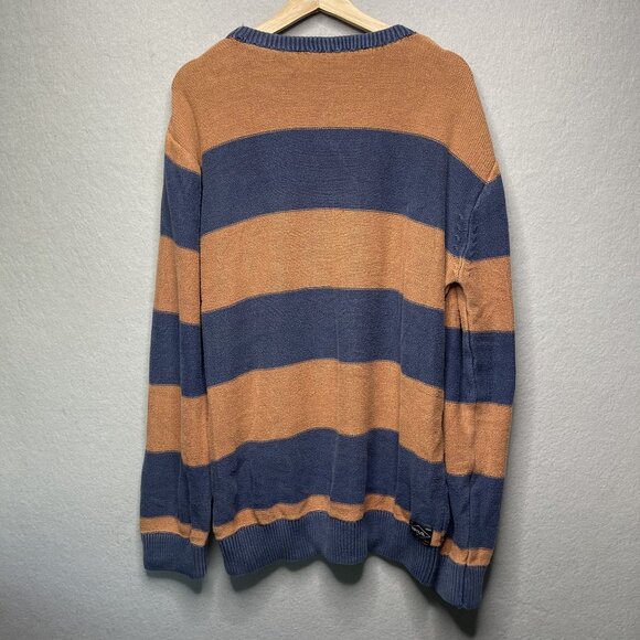 Rip Curl Y2K Mens Striped Rugby Style Sweater L Blue & Orange - Picture 6 of 7